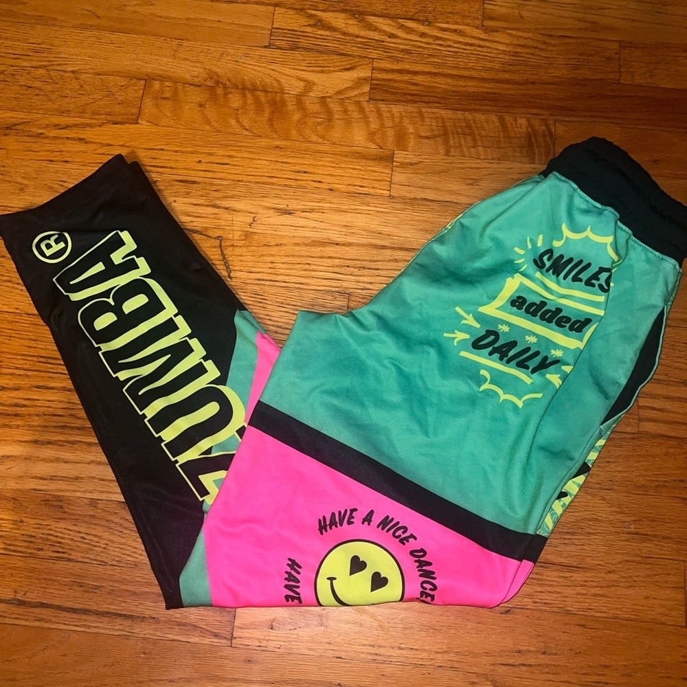 Zumba Fitness Black, Green, and Pink Joggers